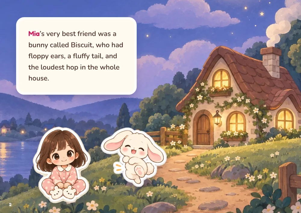 Page 2: Mia and her best friend Biscuit